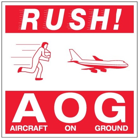 Bsc Preferred 4 x 4'' - ''Rush AOG - Aircraft On Ground'' Labels BUY00024269